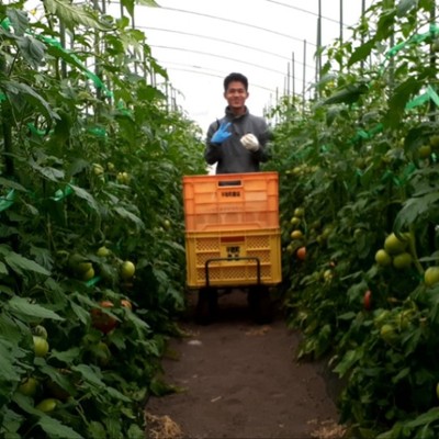 四方山に囲まれ、自然豊かな農村地帯ですが、北海道最大のトマト産地（びらとり町）の農家です。ブランドトマト（ニシパの恋人）の栽培や収穫のお手伝いいただけませんか？　所有するビニールハウスは全部で40棟！